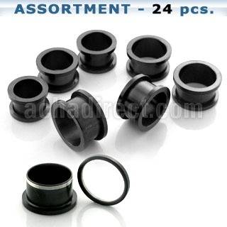 blk13 black pvd plated surgical steel screw fit flesh tunnel