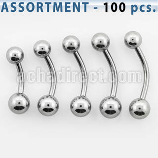 blk195 bulk of 316l steel belly bananas with 5 6mm ball