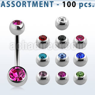 blk21a double jewel belly banana with 5 6mm bezel jewel ball