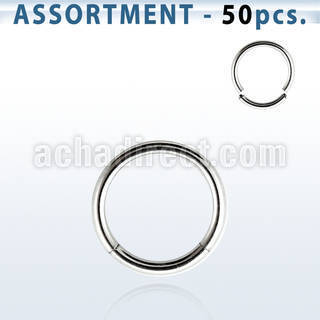 blk221b bulk of 50 pcs of 1 2mm surgical steel segment rings