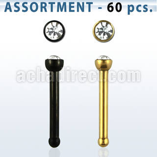 blk231 anodized 316l nose screw with colored crystal top