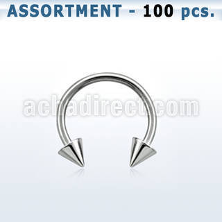 blk23a 316l steel eyebrow circular barbell with 3mm cones