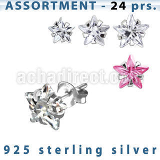 blk261m sterling silver earring stud with 6 8mm star cz
