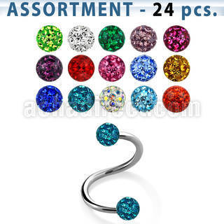 blk284 316l eyebrow lip spiral w 3mm ferido ball w resin