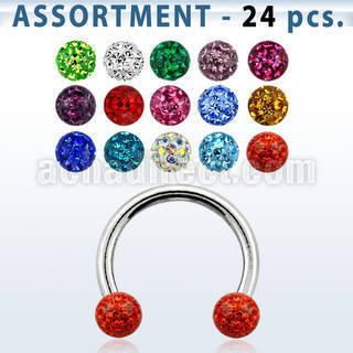 blk285 316l eyebrow circular barbell w 3mm ferido ball w resin
