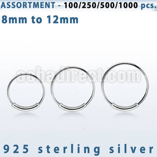 blk289 bulk of silver endless nose hoops with diameter 8 12mm