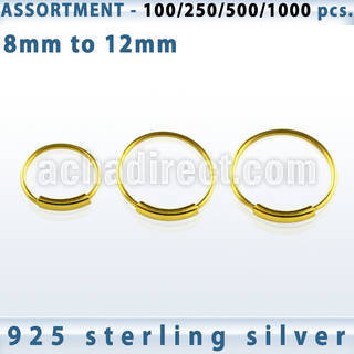 blk291 bulk of silver endless nose hoops with 18k gold plating