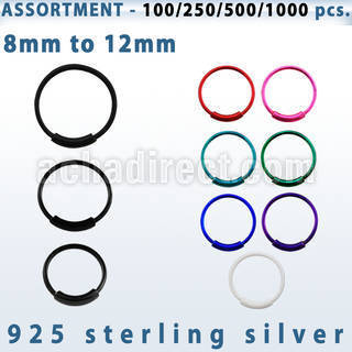 blk293 bulk of color plated sterling silver endless nose hoops