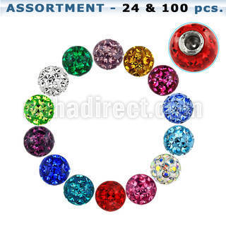blk316 4mm multi crystal ball with 1 6mm thread with resin