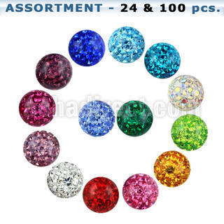blk319 8mm multi crystal balls with threading and resin cover
