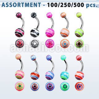 blk331 316l steel belly banana with 5 8mm acrylic marble ball