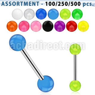 blk344 316l steel tongue barbell with 6mm acrylic uv ball