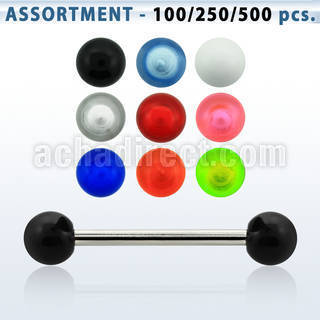blk345 316l steel tongue barbell with a 5mm acrylic uv ball