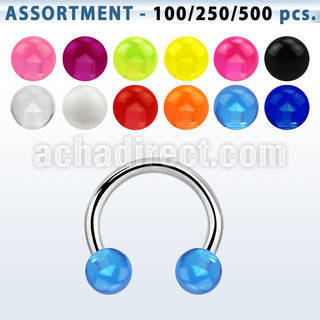 blk350 bulk of 316l circular barbell with 3mm acrylic uv balls