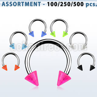 blk351 316l steel circular barbell with 3mm acrylic uv cone