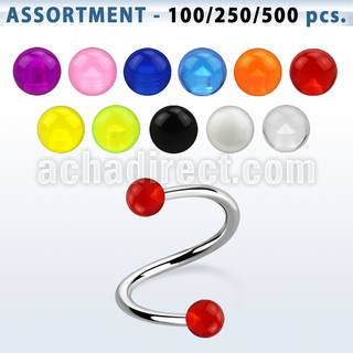 blk352 surtido piercings surtido espirales ceja acero quirurgico bolas acrilico uv 3mm 8mm venta