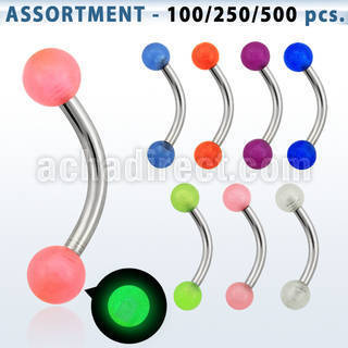 blk359 316l eyebrow banana with 3mm glow in the dark ball