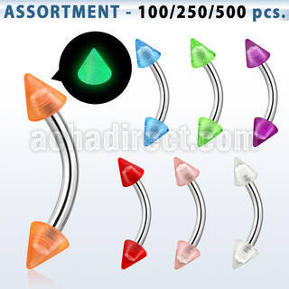 blk360 316l steel eyebrow banana with 3mm glow in the dark cone