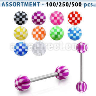 blk365 surtido piercings surtido barbells lengua acero quirurgico bolas acrilicas cuadros 6mm 16mm venta
