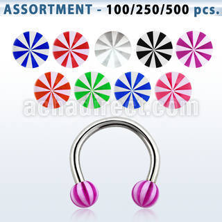 blk377 surtido piercings barbells circulares acero quirurgico variados bolas acrilicas pelota playa 3mm 8mm distribuidor mayorista