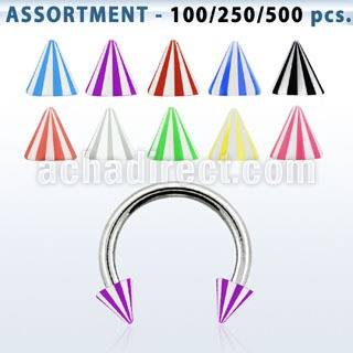 blk378 316l steel circular barbell with 3mm acrylic beach cone