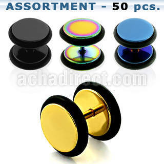 blk390 anodized 316l steel fake plugs with colored o ring