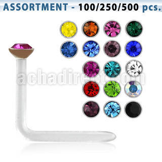 blk422 acrylic nose stud with 1 5mm round crystal top