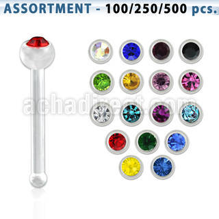 blk425 surtido piercings surtido piercing nariz hueso acrilico claro bola 2mm cristal distribuidor