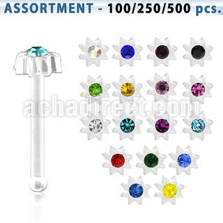 blk426 acrylic nose bone with star top 1 4mm round crystal