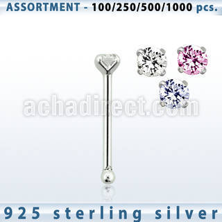 blk450 silver nose bone w 1 5mm round prong cz stone