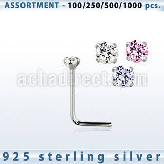 blk462 silver nose stud with 1 5mm round prong cz stone