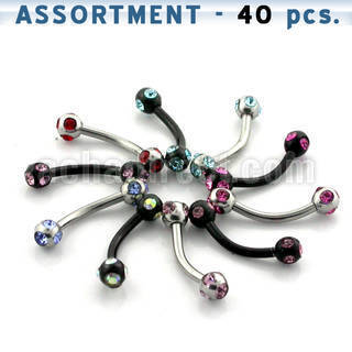 blk47 316l steel belly banana with 3mm multi jewel ball