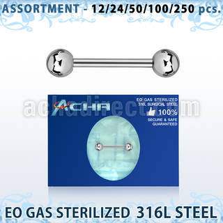 blk482 sterilized 316l steel nipple barbell w 5mm ball