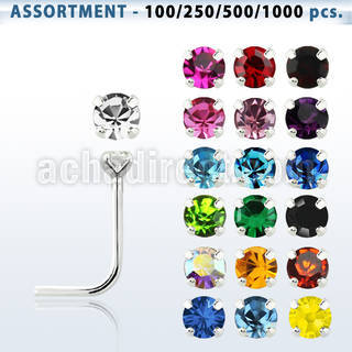 blk495 sterling silver nose stud with 1 4mm prong crystal