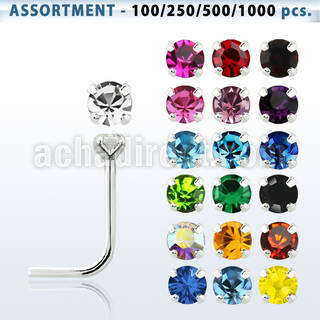 blk498 sterling silver nose stud with 1 5mm prong crystal