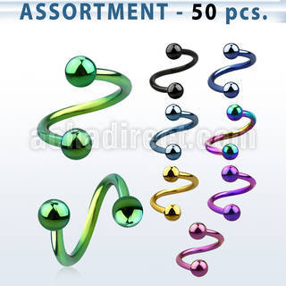 blk503 premium pvd plated 316l steel spiral with 3mm ball