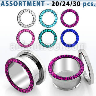 blk510 polished 316l steel tunnel w ferido crystal rim w resin