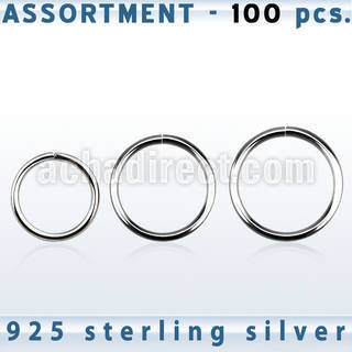 blk515 bulk of 100 pcs of 0 8mm sterling silver seamless ring
