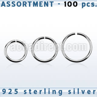 blk517 bulk of 100 pcs of 1 2mm sterling silver seamless ring