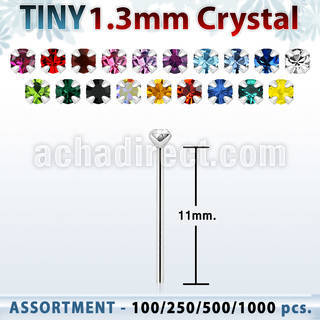 blk525 silver bend it nose studs w 1 25mm prong set crystal