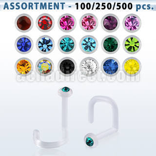 blk542 bulk of bio flex nose screws w 1 5mm round crystals