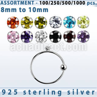 blk545 bulk of silver noose hoop w 1 5mm prong set cz stone