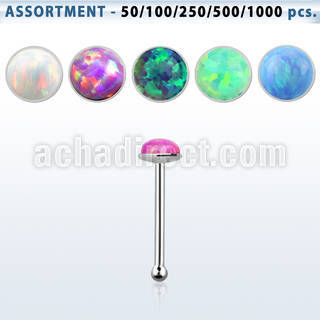 blk565 sterling silver nose bone piercing bulk w 2mm opal glued