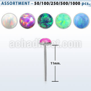 blk570 silver bend it nose stud piercing set 2.5mm opal glue