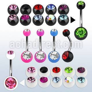 bn2acg 316l steel belly banana w 8mm 5mm acrylic jewel ball
