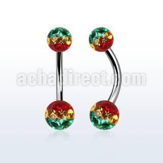 bn2frsr 316l steel belly banana with rasta stripes ferido ball