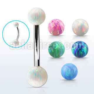 bn2ops 316l steel belly banana w 5mm 6mm synthetic opal balls