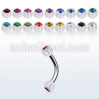 bnajb4 steel banana w 4mm bio flex balls w bezel set crystals