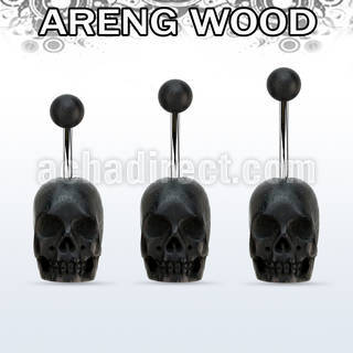 bnarsk steel belly banana w hand carved areng wood skull