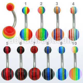 bnbd 316l steel belly banana with 5 8mm acrylic bead ball